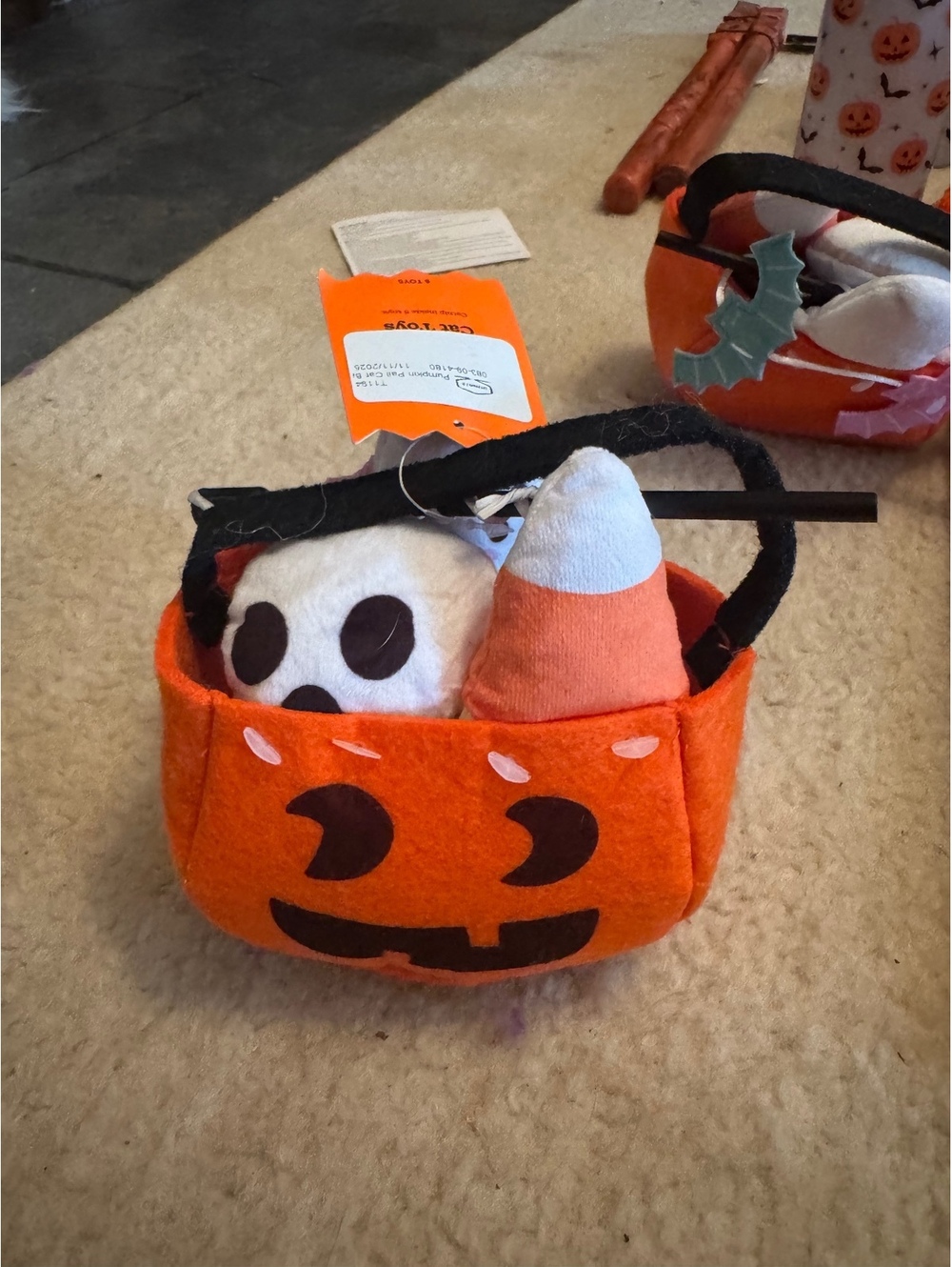 Halloween Plush Cat Toy Pumpkin Basket